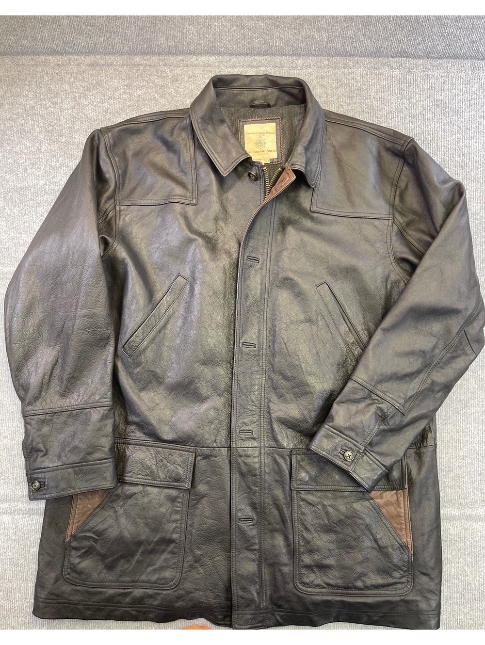 The Territory Ahead Men Leather Jacket Coat XXL Tall XXLT Dark Brown Safari Barn